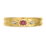 Photo of Garland 1 1/10 Carat T.W. Ruby and Diamond Trio Matching Wedding Ring Set 14K Yellow Gold [BT2074YM]