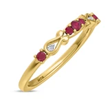 Photo of Garland 1 1/10 CT. T.W. Ruby and Diamond Trio Matching Wedding Ring Set 10K Yellow Gold [BT2074YL]