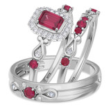 Photo of Garland 1 1/10 Carat T.W. Ruby and Diamond Trio Matching Wedding Ring Set 10K White Gold [BT2074W-C000]