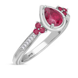 Photo of Abilia 1 1/10 CT. T.W. Ruby and Diamond Matching Bridal Ring Set 10K White Gold [BT2076WE-C000]