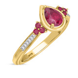 Photo of Abilia 1 1/5 Carat T.W. Ruby and Diamond Trio Matching Wedding Ring Set 14K Yellow Gold [BT2076YE-C000]
