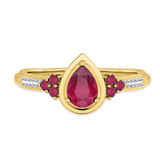 Photo of Abilia 1 1/5 CT. T.W. Ruby and Diamond Trio Matching Wedding Ring Set 10K Yellow Gold [BT2076YE-C000]