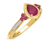 Photo of Abilia 1 1/5 CT. T.W. Ruby and Diamond Trio Matching Wedding Ring Set 10K Yellow Gold [BT2076YE-C000]
