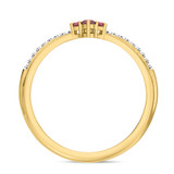 Photo of Abilia 1 1/5 CT. T.W. Ruby and Diamond Trio Matching Wedding Ring Set 10K Yellow Gold [BT2076YL]
