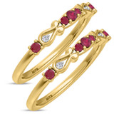 Photo of Garland 1/3 CT. T.W. Ruby and Diamond Same Sex Ladies Band Set 10K Yellow Gold [WL2074Y]