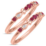 Photo of Garland 1/3 CT. T.W. Ruby and Diamond Same Sex Ladies Band Set 10K Rose Gold [WL2074R]