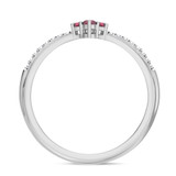 Photo of Abilia 1/3 CT. T.W. Ruby and Diamond Same Sex Ladies Band Set 10K White Gold [BT2076WL]