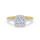 Photo of Nikau 7/8 ct tw. Diamond Round Solitaire Engagement Ring 14K Yellow Solid Gold [BT374YE-R070]