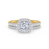 Photo of Nikau 1 1/8 ct tw. Diamond Round Solitaire Bridal Set 14K Yellow Solid Gold [BR374Y-R070]