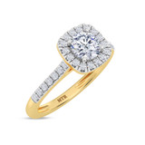 Photo of Nikau 1 1/8 ct tw. Diamond Round Solitaire Bridal Set 14K Yellow Solid Gold [BT374YE-R070]
