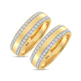 Photo of Nikau 1 1/2 ct tw. Diamond Same Sex Mens Band Set 14K Yellow Solid Gold [WM374Y]