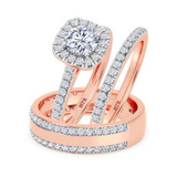 Photo of Nikau 1 7/8 ct tw. Diamond Round Solitaire Trio Set 10K Rose Solid Gold [BT374R-R070]