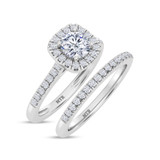 Photo of Nikau 1 1/8 ct tw. Diamond Round Solitaire Bridal Set 10K White Solid Gold [BR374W-R070]