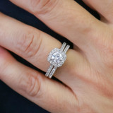 Photo of Nikau 1 1/8 ct tw. Diamond Round Solitaire Bridal Set 10K White Solid Gold [BR374W-R070]