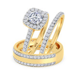 Photo of Nikau 1 7/8 ct tw. Diamond Round Solitaire Trio Set 14K Yellow Solid Gold [BT374Y-R070]