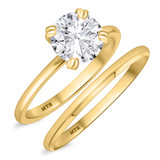 Photo of Azareel 2 ct tw. Lab Grown Diamond Round Solitaire Bridal Set 14K Yellow Gold [BR1413Y-L195]