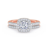 Photo of Nikau 1 1/8 ct tw. Diamond Round Solitaire Bridal Set 10K Rose Solid Gold [BR374R-R070]