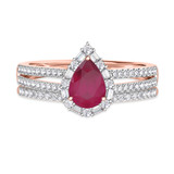 Photo of Lita 1 1/4 Carat T.W. Ruby and Diamond Matching Bridal Ring Set 10K Rose Gold [BR2083R-C000]
