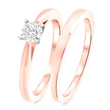 Photo of Azyan 1/2 Carat T.W. Diamond Round Solitaire Bridal Set 14K Rose Gold [BR324R-R045]
