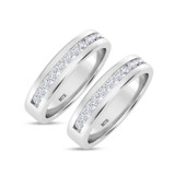 Photo of Lesha 1 1/5 ct tw. Diamond Same Sex Mens Band Set 14K White Gold [WM379W]