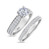 Photo of Gedel 1 3/4 CT. T.W. Diamond Round Solitaire Bridal Set 10K White Gold [BR378W-R095]