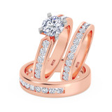 Photo of Lesha 2 3/4 ct tw. Diamond Round Solitaire Trio Set 14K Rose Gold [BT379R-R095]