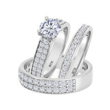 Photo of Gedel 3 ct tw. Diamond Round Solitaire Trio Set 14K White Gold [BT378W-R095]