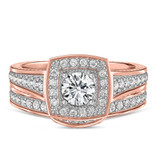 Photo of Kadia 1 1/4 Carat T.W. Diamond Round Solitaire Bridal Set 10K Rose Gold [BR360R-R059]