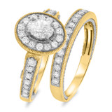 Photo of Dream 1 1/5 Carat T.W. Diamond Oval Solitaire Bridal Set 14K Yellow Gold [BR455Y-V038]