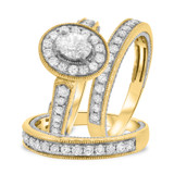 Photo of Dream 1 3/4 ct tw. Diamond Oval Solitaire Trio Set 14K Yellow Gold [BT455Y-V038]