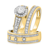 Photo of Raven 1 3/8 ct tw. Diamond Round Solitaire Trio Set 10K Yellow Gold [BT456Y-R045]