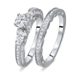 Photo of Cadence 1 1/4 Carat T.W. Diamond Round Solitaire Bridal Set 14K White Gold [BR564W-R045]