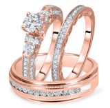 Photo of Cadence 1 1/2 ct tw. Diamond Round Solitaire Trio Set 14K Rose Gold [BT564R-R045]