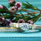 Photo of Cadence 1 1/4 Carat T.W. Diamond Round Solitaire Bridal Set 14K Yellow Gold [BR564Y-R045]