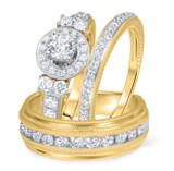 Photo of Colt 1 7/8 ct tw. Diamond Round Solitaire Trio Set 14K Yellow Gold [BT560Y-R045]