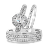 Photo of Sonny 7/8 ct tw. Diamond Oval Solitaire Trio Set 14K White Gold [BT913W-V018]