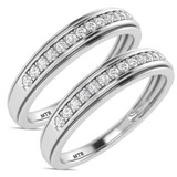 Photo of Trace 3/8 ct tw. Lab Grown Diamond Same Sex Mens Band Set 10K White Gold [WM1636W]