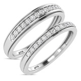 Photo of Trace 1/3 ct tw. Lab Grown Diamond Wedding Band Set 10K White Gold [WB1636W]