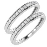 Photo of Trace 1/3 ct tw. Lab Grown Diamond Same Sex Ladies Band Set 10K White Gold [WL1636W]
