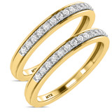Photo of Trace 1/3 ct tw. Lab Grown Diamond Same Sex Ladies Band Set 10K Yellow Gold [WL1636Y]