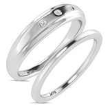 Photo of Dane 1/25 ct tw. Lab Grown Diamond Wedding Band Set 10K White Gold [WB1639W]