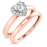 Photo of Heath 1/3 ct tw. Lab Grown Diamond Heart Solitaire Bridal Set 14K Rose Gold [BR1638R-C000]