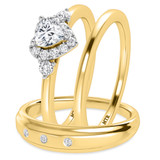 Photo of Dane 3/8 ct tw. Lab Grown Diamond Heart Solitaire Trio Set 14K Yellow Gold [BT1639Y-C000]