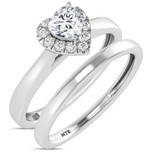 Photo of Heath 1/3 ct tw. Lab Grown Diamond Heart Solitaire Bridal Set 10K White Gold [BR1638W-C000]