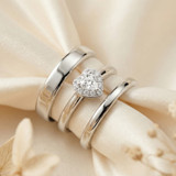 Photo of Ellison 1/3 ct tw. Lab Grown Diamond Heart Solitaire Trio Set 10K White Gold [BT1637W-C000]