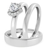Photo of Ellison 1/3 ct tw. Lab Grown Diamond Heart Solitaire Trio Set 10K White Gold [BT1637W-C000]