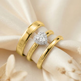 Photo of Ellison 1/3 ct tw. Lab Grown Diamond Heart Solitaire Trio Set 10K Yellow Gold [BT1637Y-C000]