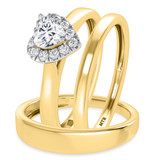 Photo of Heath 1/3 ct tw. Lab Grown Diamond Heart Solitaire Trio Set 10K Yellow Gold [BT1638Y-C000]