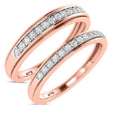 Photo of Trace 1/3 ct tw. Lab Grown Diamond Wedding Band Set 10K Rose Gold [WB1636R]
