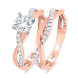 Photo of Aldric 1 1/5 Carat T.W. Diamond Round Solitaire Bridal Set 14K Rose Gold [BR469R-R070]
